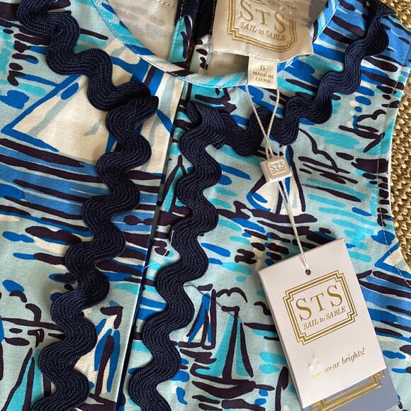 Sail to Sable NEW Girls Sail Boat Print Sleeveless Dress $78 NWT sz 6 - Picture 6 of 12